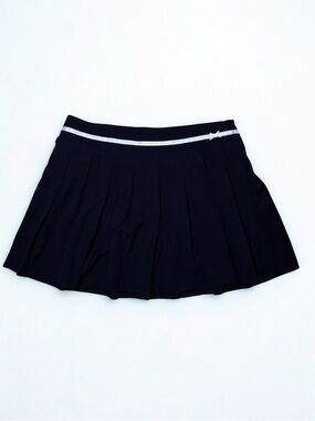 Hot Topic Black Pleated Mini Skirt with White Satin Bow